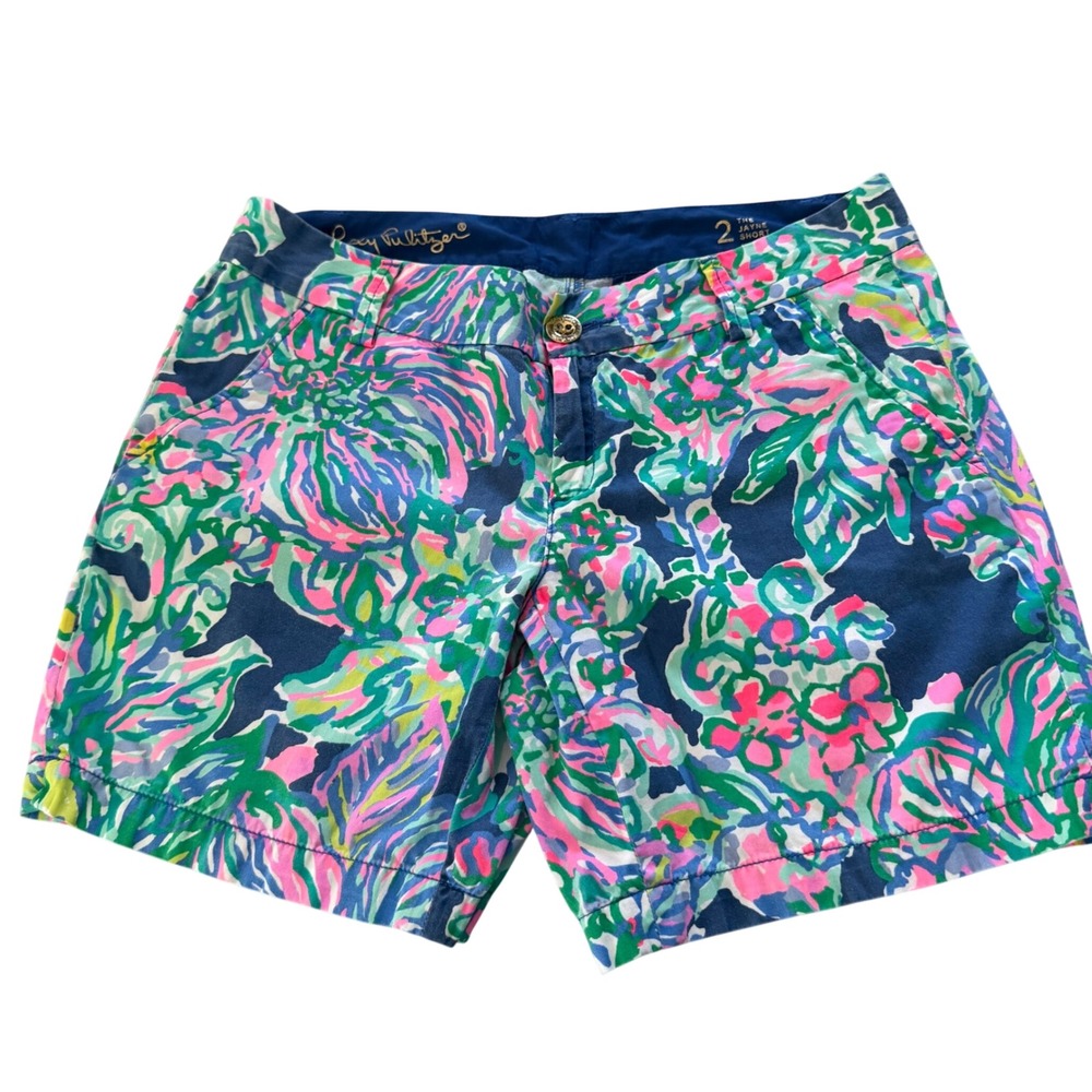 Lilly Pulitzer The Jayne Short 100% Cotton Size 2 Preppy Colorful Floral Coastal